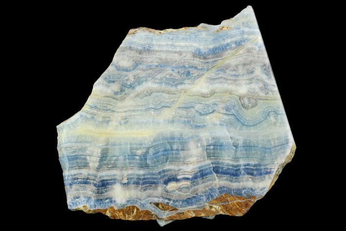 Polished Slab Of Blue Scheelite In Calcite - Erzurum, Turkey #129079